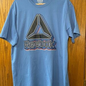 Reebok T-Shirt Mens XL Ribbed Crewneck Graphic Print Logo Federal Blue
